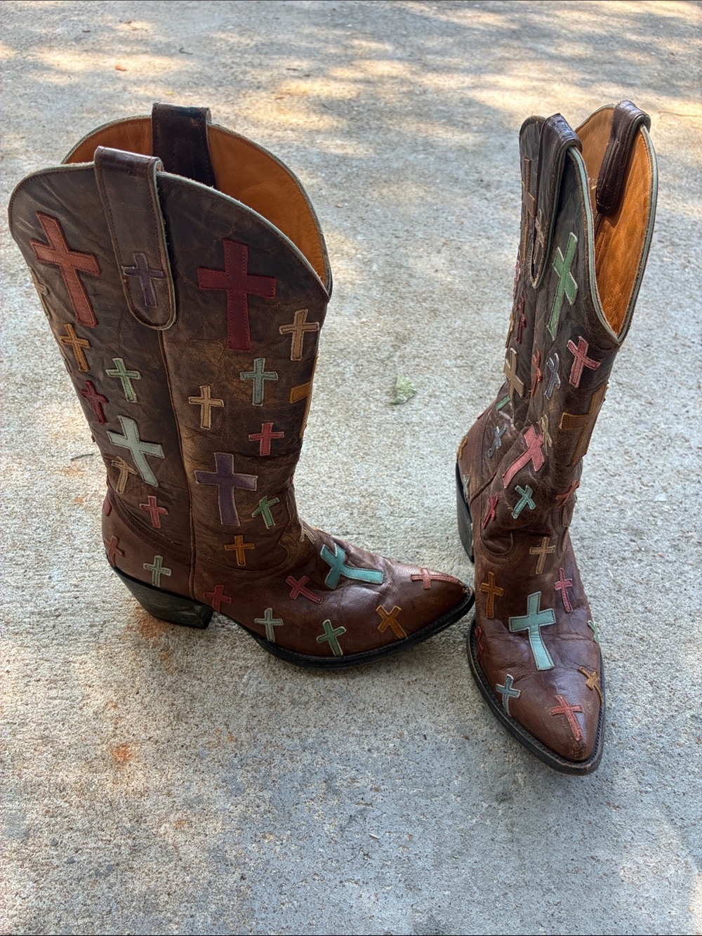 Old Gringo Ooh My God Cross Cowboy Boots Women’s 9B Brown Multicolor Western
